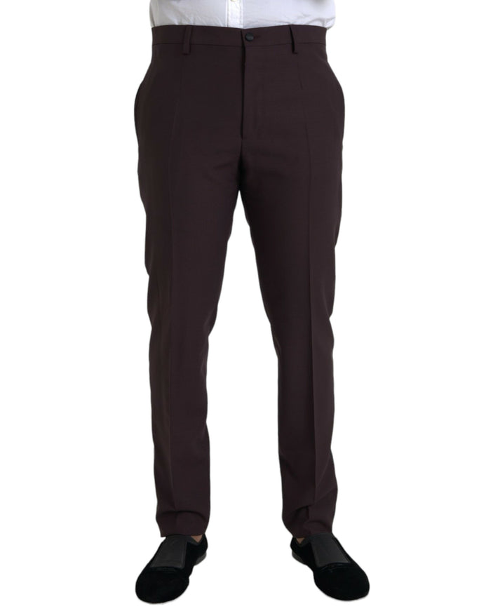 Dolce & Gabbana dark brown wool slim fit pants front view