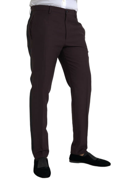 Dolce & Gabbana dark brown wool slim fit pants side view