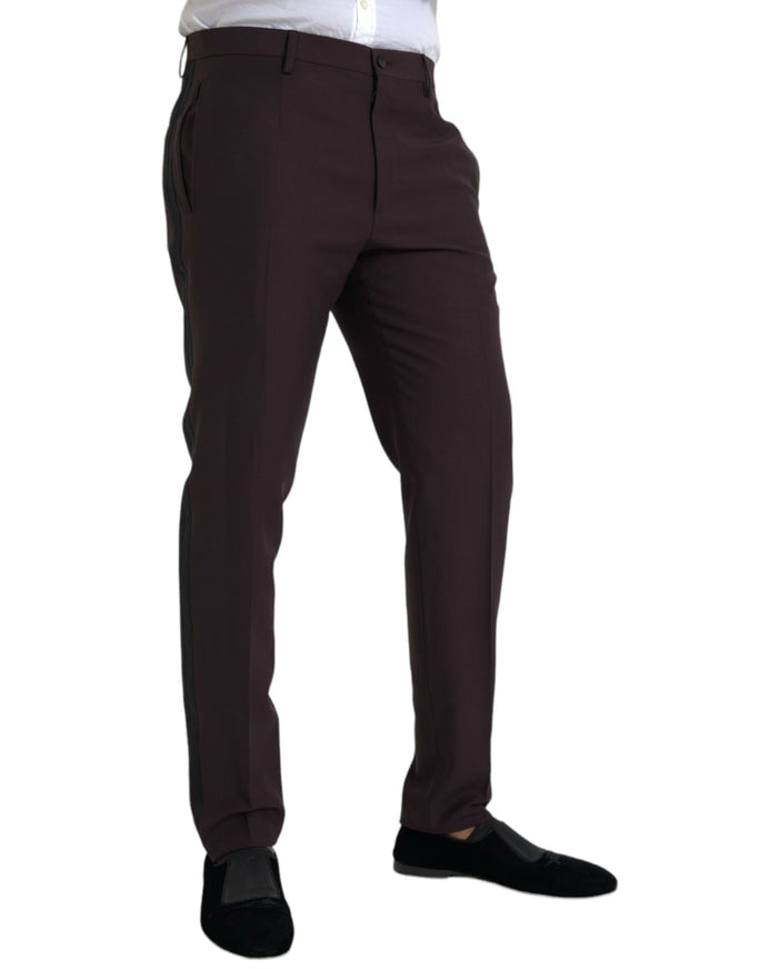 Dolce & Gabbana dark brown wool slim fit pants side view