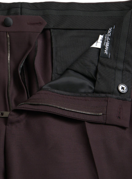 Dolce & Gabbana dark brown wool pants zipper and label detail