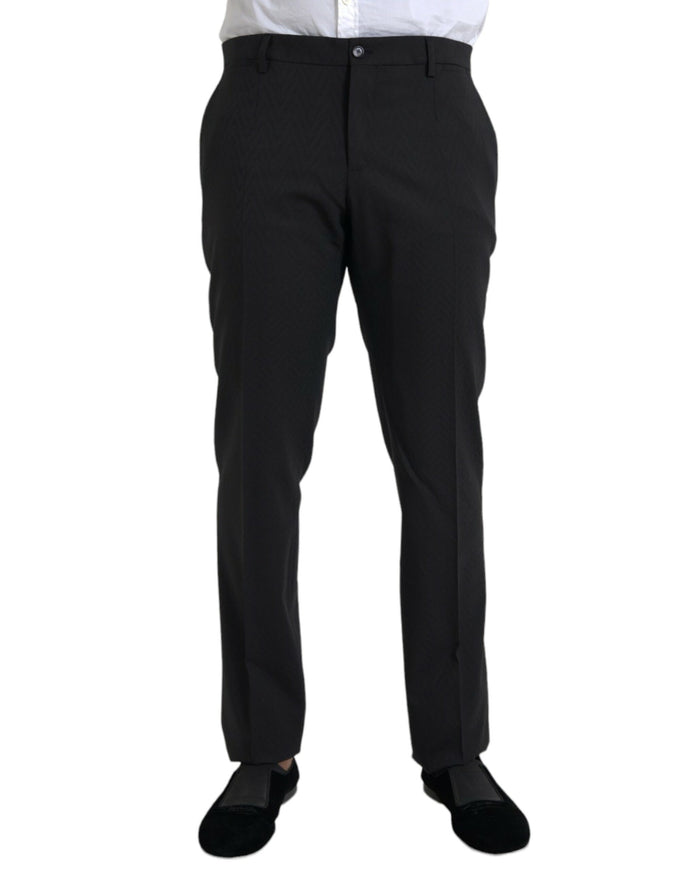 Dolce & Gabbana black wool skinny dress pants front view