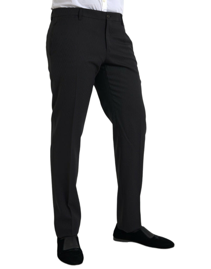 Dolce & Gabbana black wool skinny dress pants side view