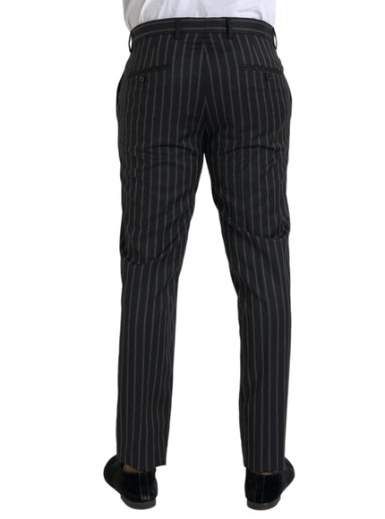 Dolce & Gabbana black striped wool skinny dress pants back view