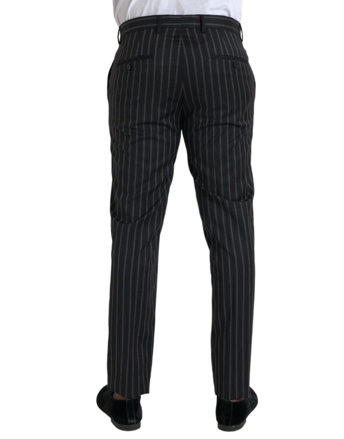 Dolce & Gabbana black striped wool skinny dress pants back view