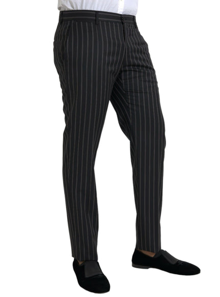 Dolce & Gabbana black striped wool skinny dress pants side view