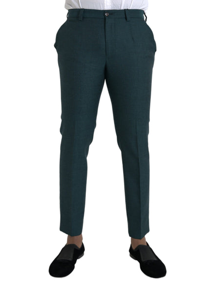 Dolce & Gabbana green wool slim dress pants front view