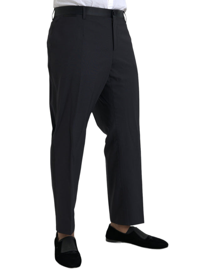 Dolce & Gabbana blue wool skinny dress pants side view