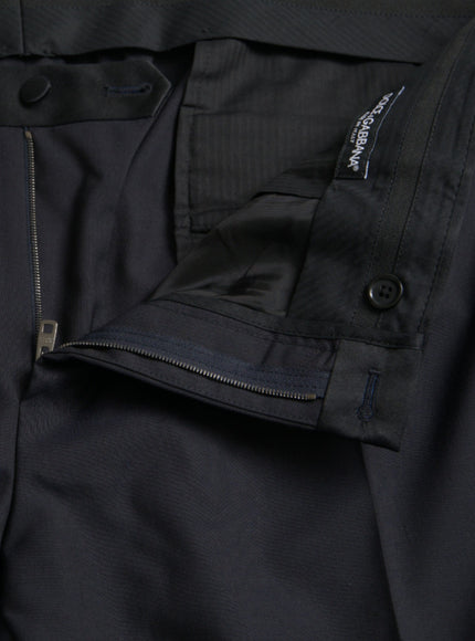 Dolce & Gabbana blue wool dress pants zipper detail