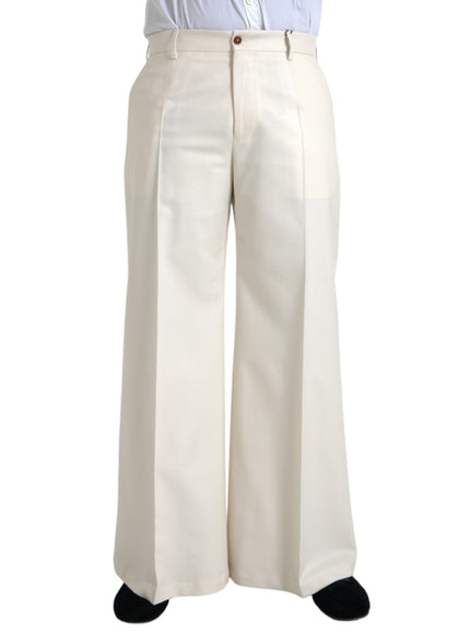 Dolce & Gabbana white wool wide leg pants front view