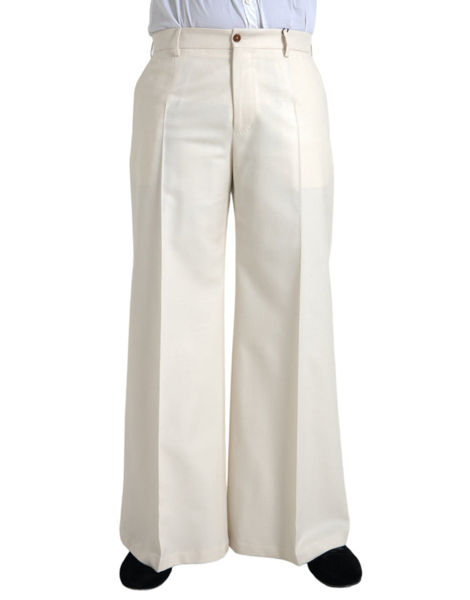 Dolce & Gabbana white wool wide leg pants front view