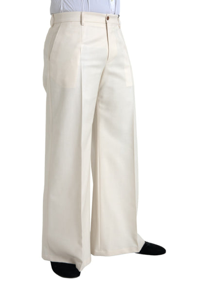 Dolce & Gabbana white wool wide leg pants side view