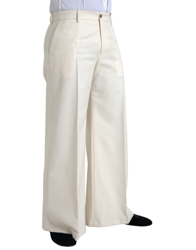 Dolce & Gabbana white wool wide leg pants side view