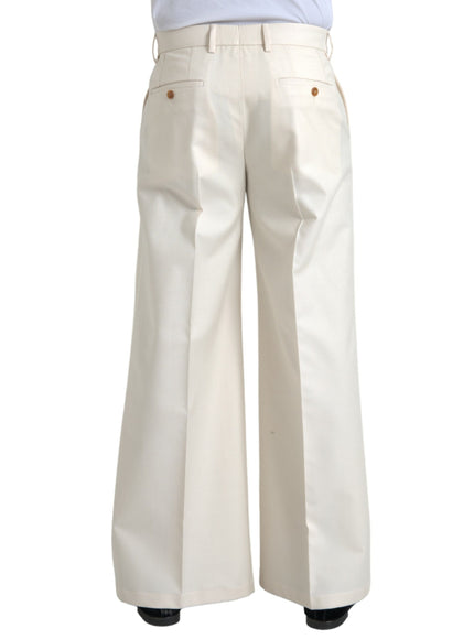 Dolce & Gabbana white wool wide leg pants back view