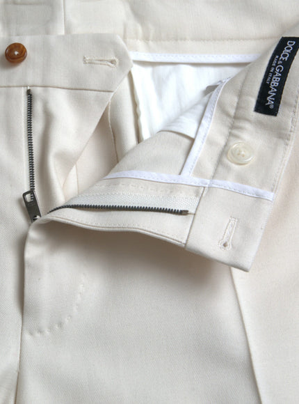 Dolce & Gabbana white wool pants zipper and label detail