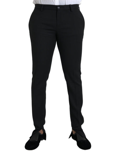 Dolce & Gabbana black wool stretch skinny pants front view