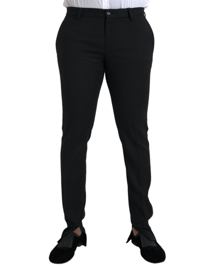 Dolce & Gabbana black wool stretch skinny pants front view