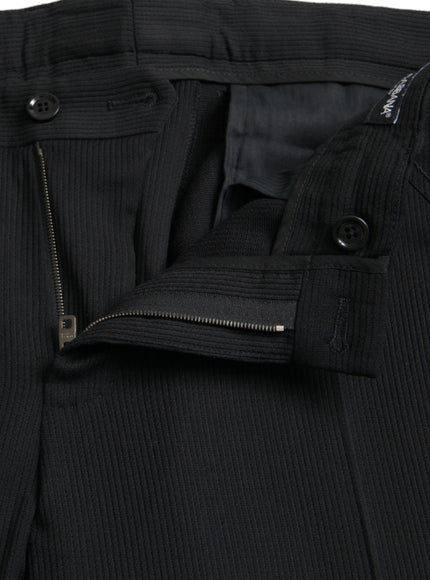 Dolce & Gabbana black wool pants zipper and button detail