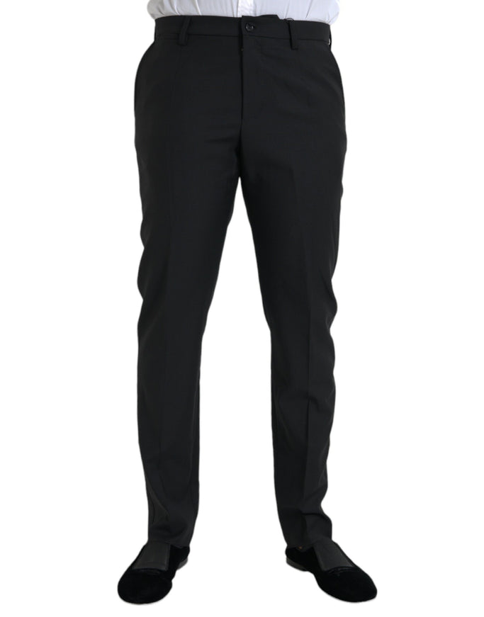 Dolce & Gabbana black wool skinny dress pants front view