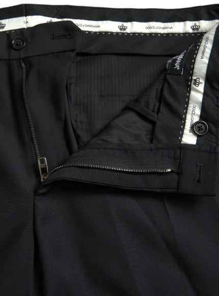 Dolce & Gabbana black wool dress pants zipper and button detail