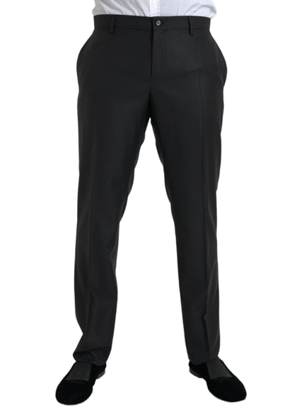 Dolce & Gabbana black wool silk skinny dress pants front view