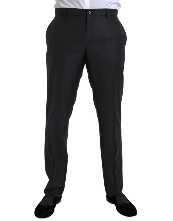 Dolce & Gabbana black wool silk skinny dress pants front view