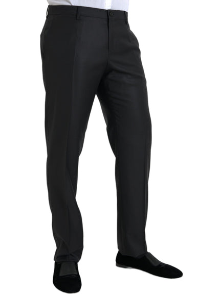 Dolce & Gabbana black wool silk skinny dress pants side view