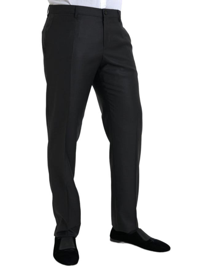 Dolce & Gabbana black wool silk skinny dress pants side view