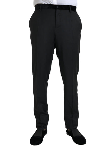 Dolce & Gabbana black silk skinny dress pants front view