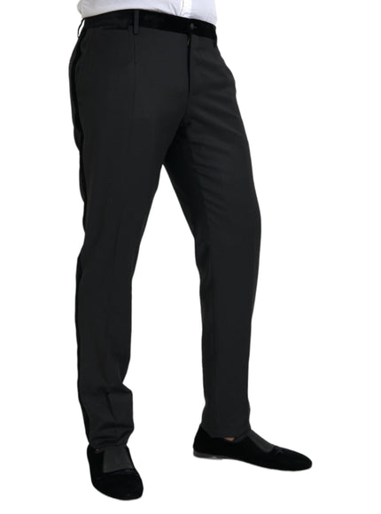 Dolce & Gabbana black silk skinny dress pants side view