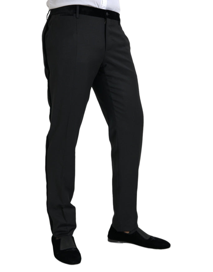 Dolce & Gabbana black silk skinny dress pants side view