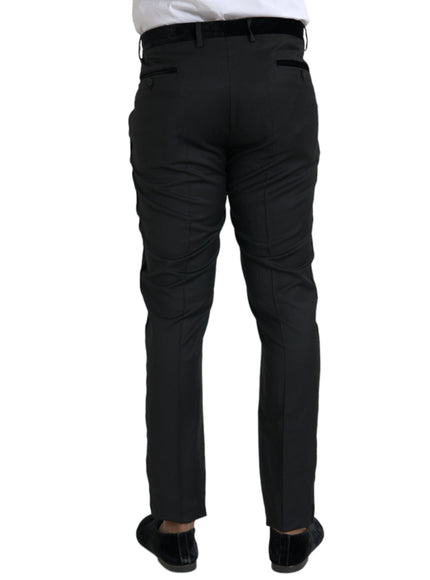 Dolce & Gabbana black silk skinny dress pants back view