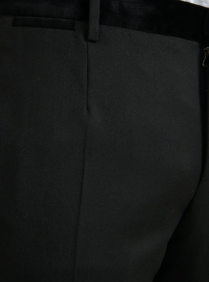 Close-up of Dolce & Gabbana black silk dress pants fabric