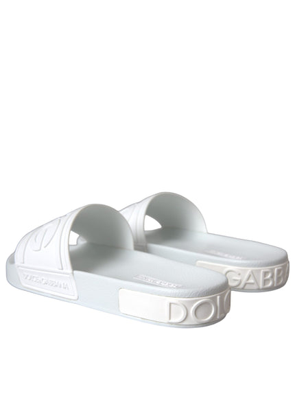 Dolce & Gabbana White Rubber Slides Sandals Beachwear Shoes