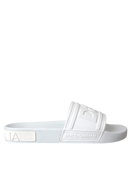 Dolce & Gabbana White Rubber Slides Sandals Beachwear Shoes