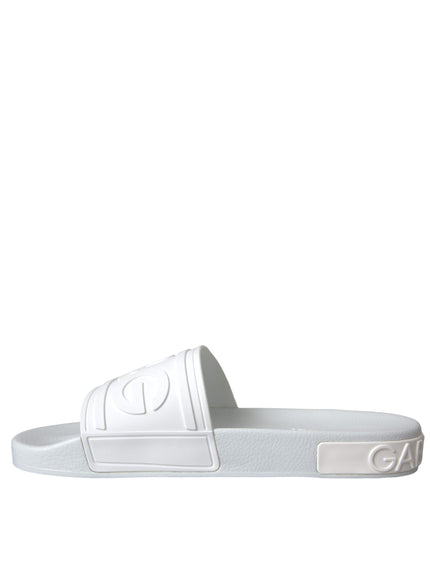 Dolce & Gabbana White Rubber Slides Sandals Beachwear Shoes