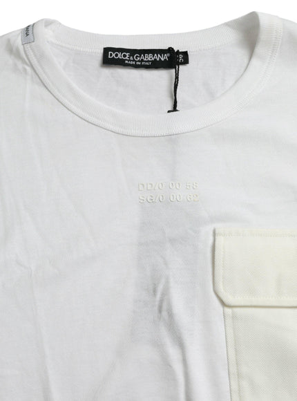 Dolce & Gabbana White Cotton Pocket Short Sleeves T-shirt - Ellie Belle