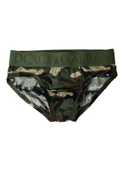 a pair of camouflage underwear with the words dolce and gaban on it