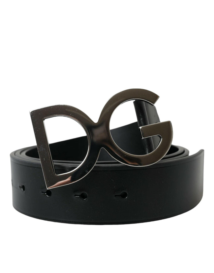 Dolce & Gabbana Black Calf Leather Silver Metal Buckle Belt - Ellie Belle