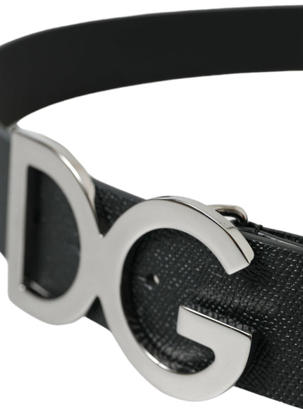 Dolce & Gabbana Black Leather Silver Logo Metal Buckle Belt - Ellie Belle