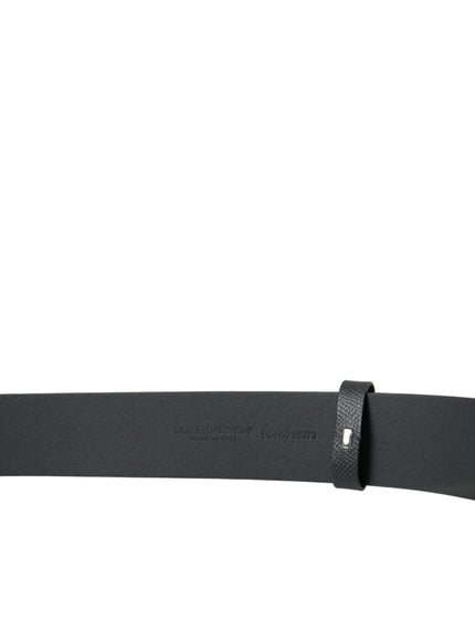 Dolce & Gabbana Black Leather Silver Logo Metal Buckle Belt - Ellie Belle