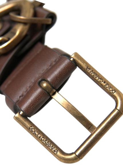 Dolce & Gabbana Brown Calf Leather Gold Metal Buckle Belt - Ellie Belle