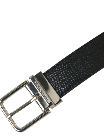 Dolce & Gabbana Black Calf Leather Silver Metal Buckle Belt - Ellie Belle