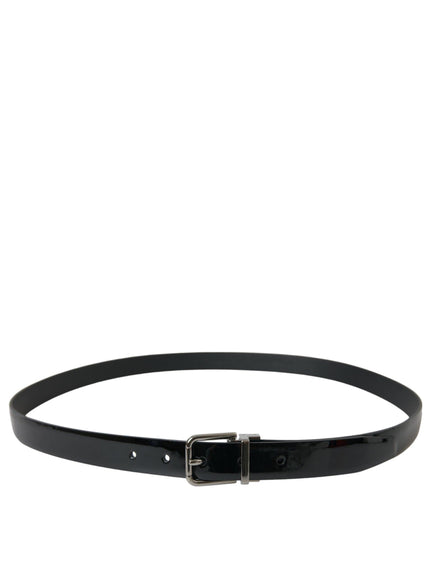 Dolce & Gabbana Black Leather Silver Metal Buckle Belt - Ellie Belle