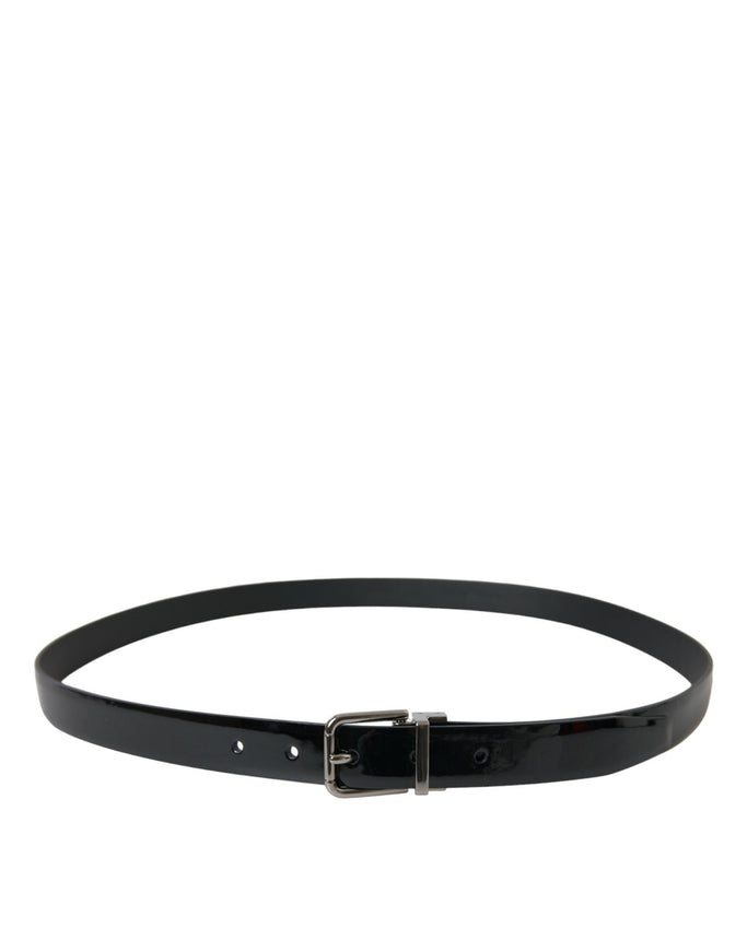 Dolce & Gabbana Black Leather Silver Metal Buckle Belt - Ellie Belle