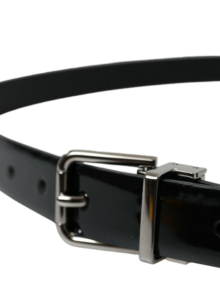 Dolce & Gabbana Black Leather Silver Metal Buckle Belt - Ellie Belle