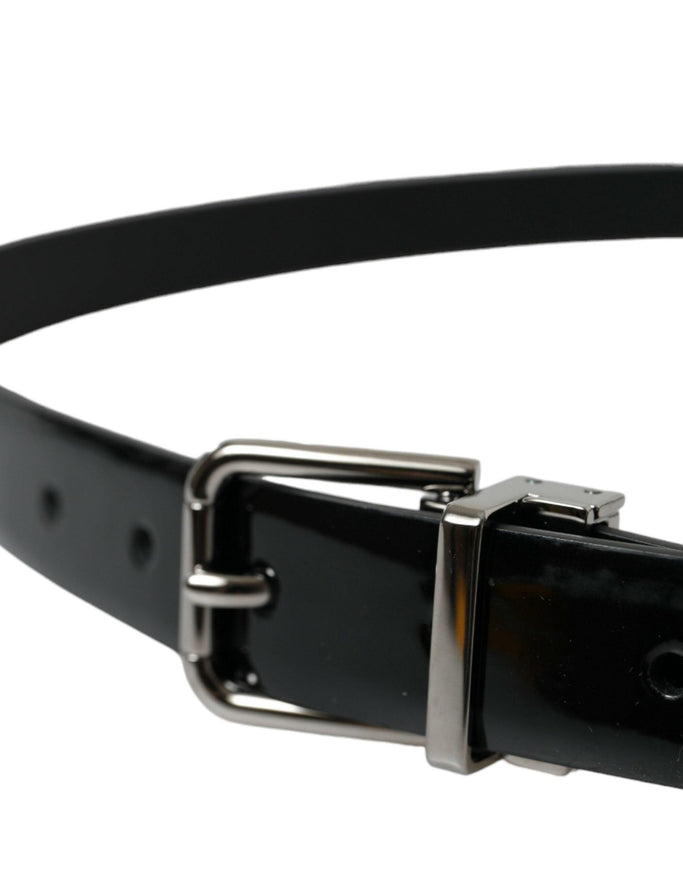 Dolce & Gabbana Black Leather Silver Metal Buckle Belt - Ellie Belle