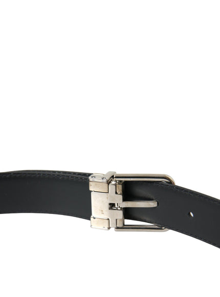 Dolce & Gabbana Black Calf Leather Silver Metal Buckle Belt - Ellie Belle