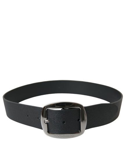 Dolce & Gabbana Black Calf Leather Silver Metal Buckle Belt - Ellie Belle