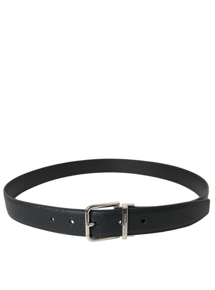 Dolce & Gabbana Black Calf Leather Silver Metal Buckle Belt - Ellie Belle