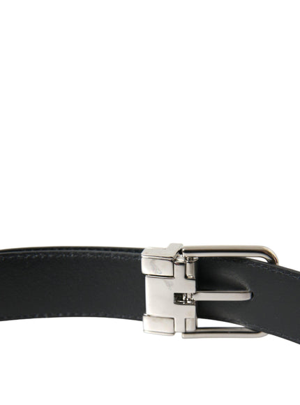 Dolce & Gabbana Black Calf Leather Silver Metal Buckle Belt - Ellie Belle